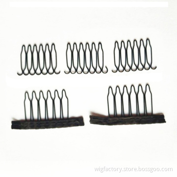 Black color 6teeth durable black snap comb wig clips, hair extensions steel small hair wig clip